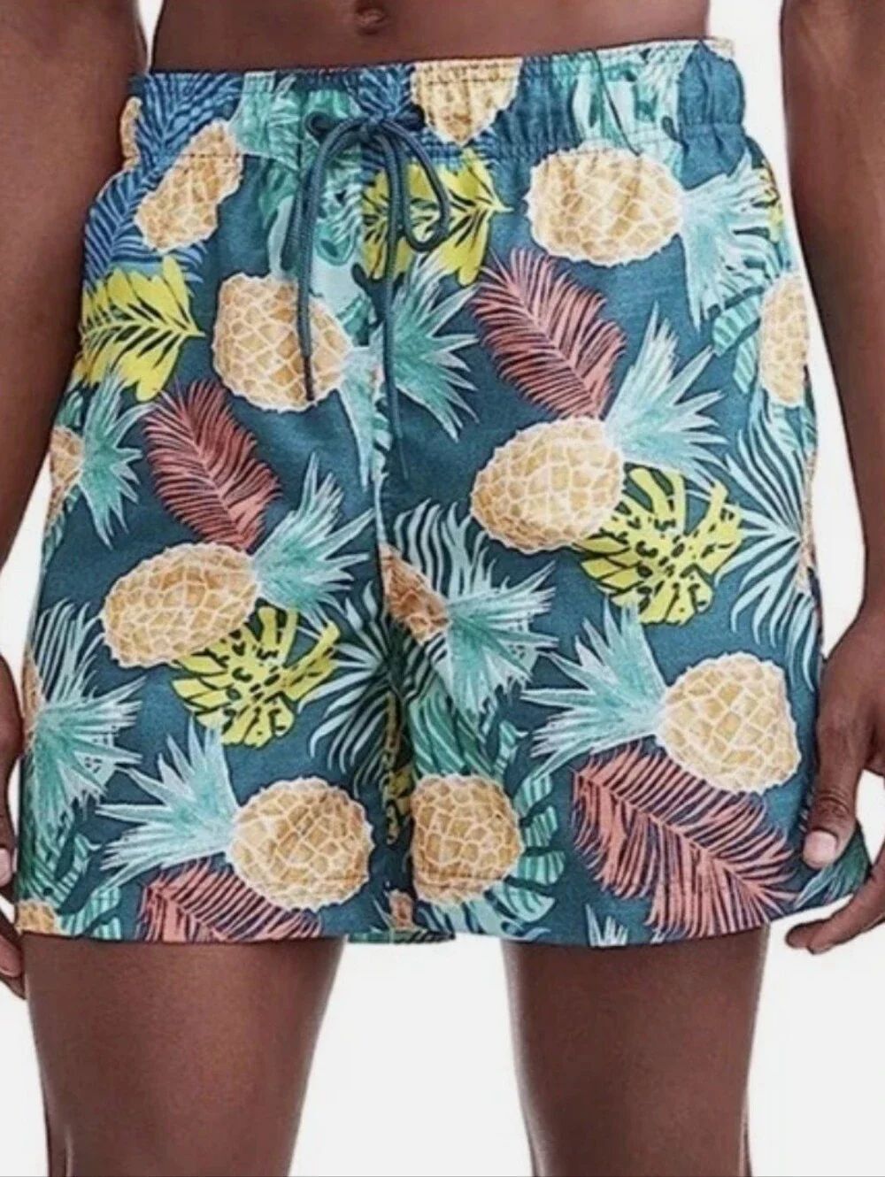 George Men's XL Tropical Pineapple Print Swim Trunks Shorts - New